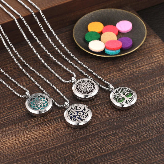 Aromatherapy Necklace Diffuser Pendant 316L Stainless Steel Locket Aroma Perfume Oils Essential Oil Diffuser Pendant Necklace